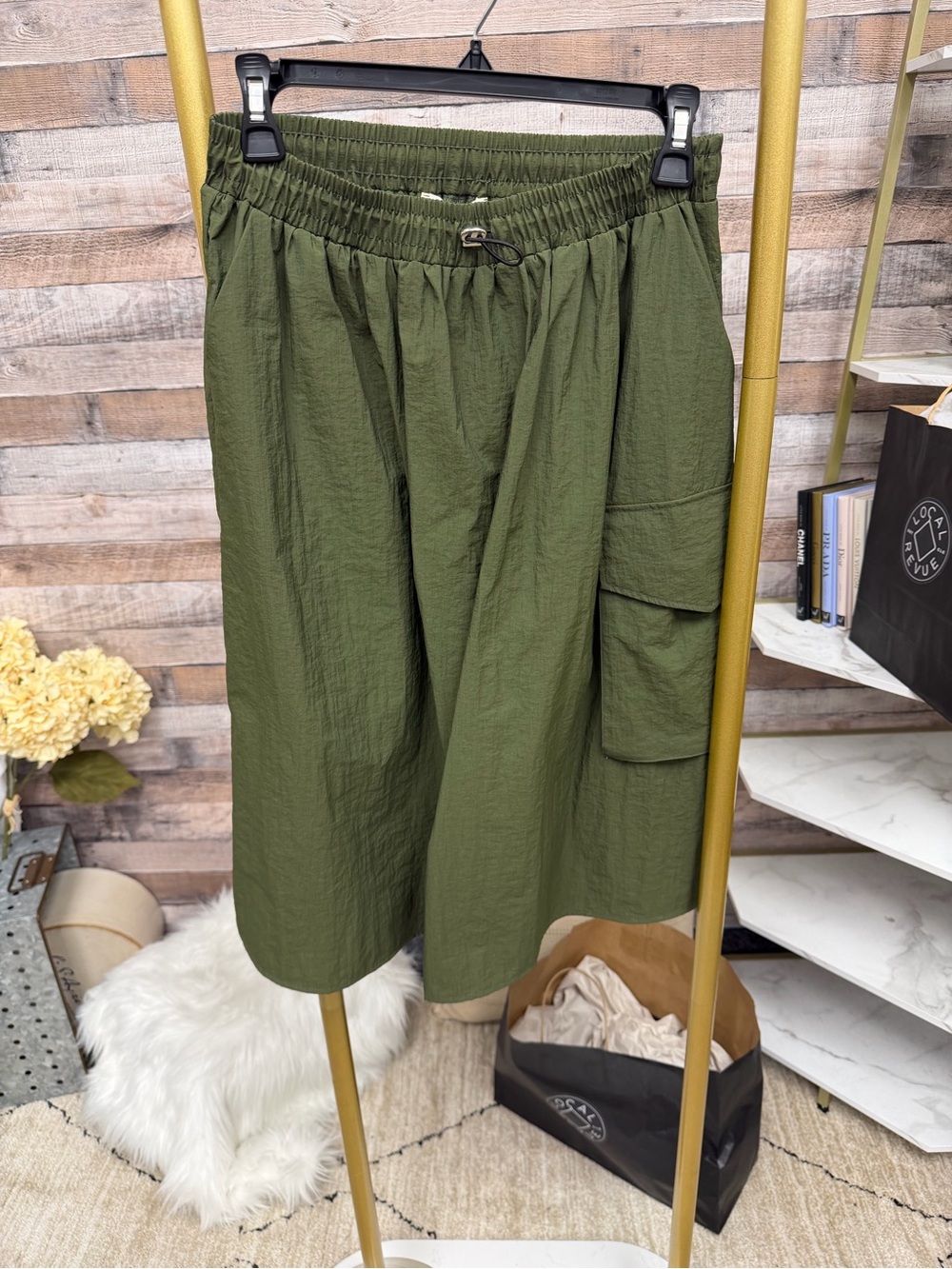 Anthropologie Green Parachute Cargo Skirt S